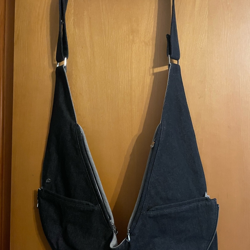 Sash bag Black and Stone denim extra expanded squares new without tags - Picture 3 of 5